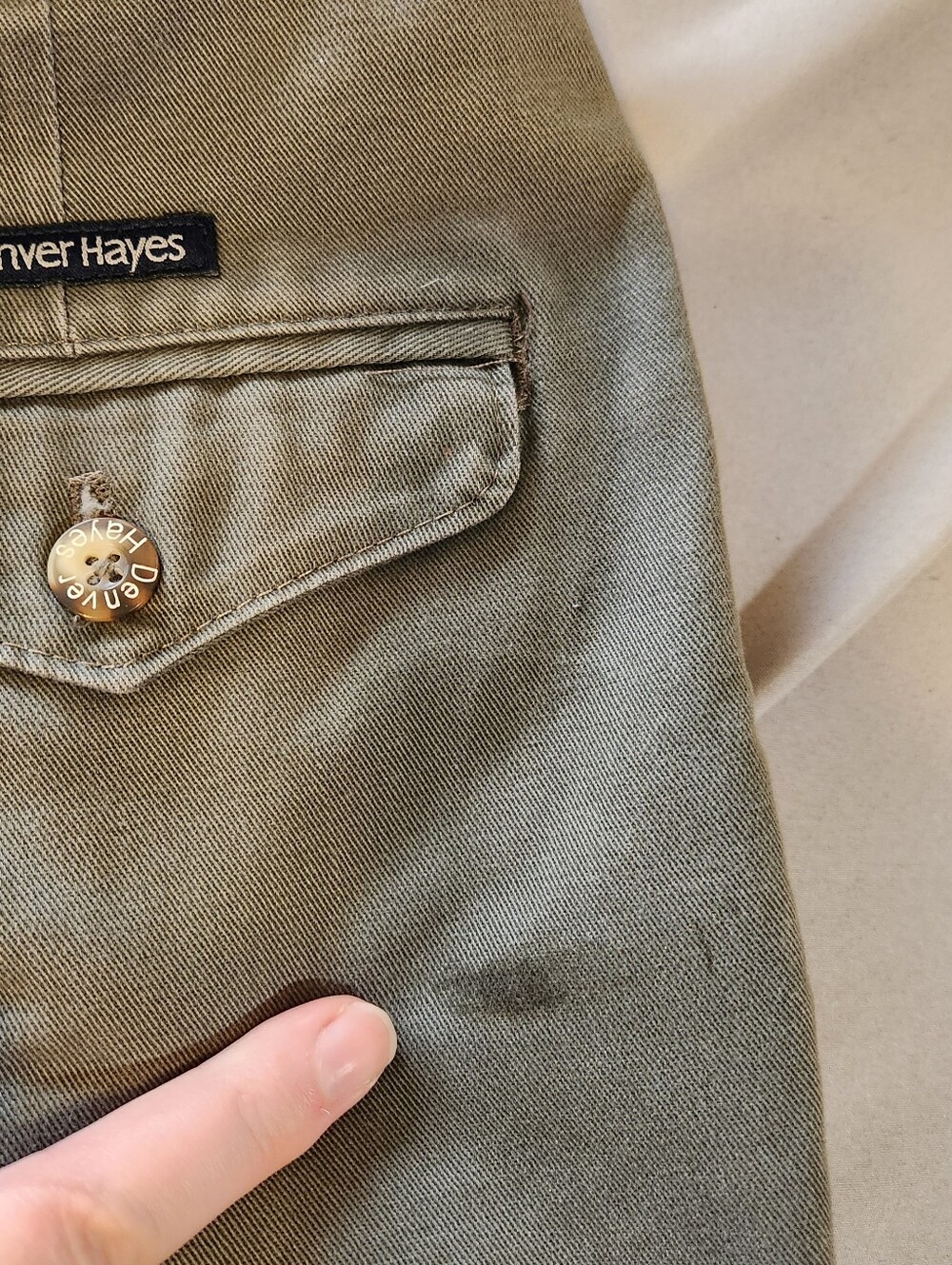 Denver Haynes VTG Olive Green Pleated Casual Pants Made In Canada Workwear - Picture 9 of 12